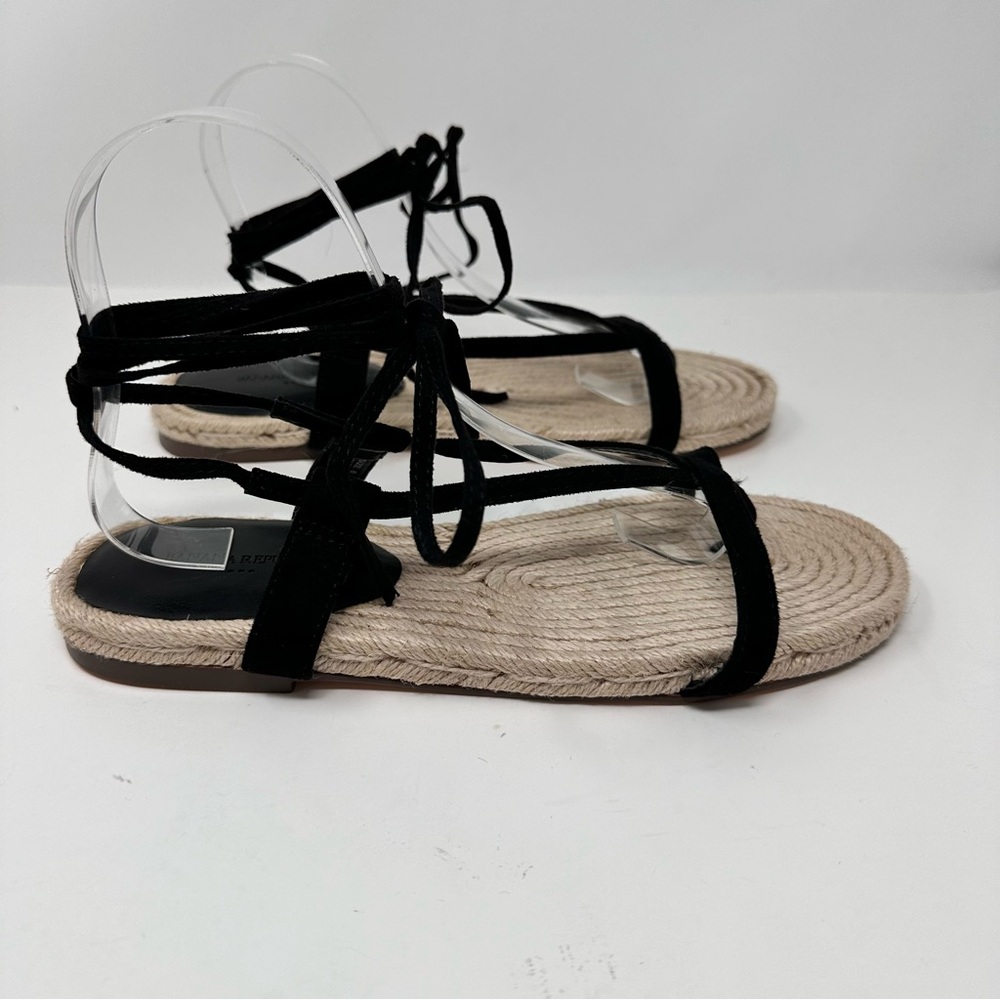 Banana Republic Leather Gladiator Strappy Espadrille Flat Sandal Black Size 8